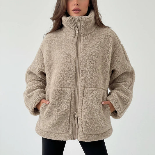 Jakke Dame Oversize Pasform med Lynlås | Hverdagsbrug Efterår Vinter