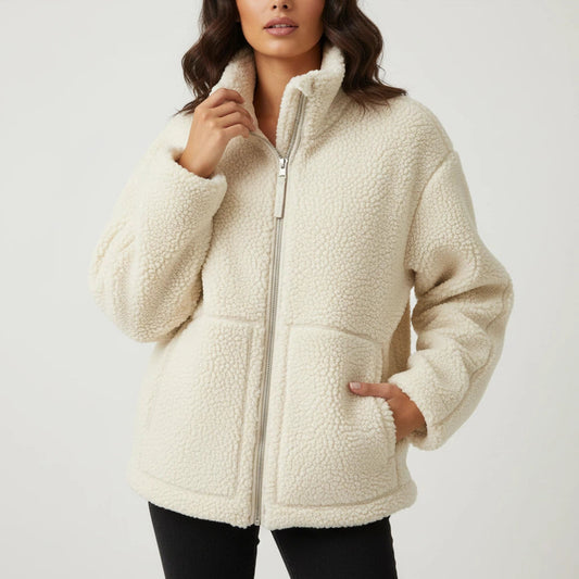 Jakke Dame Oversize Pasform med Lynlås | Hverdagsbrug Efterår Vinter